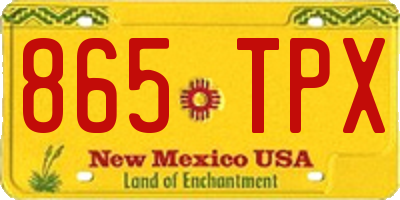NM license plate 865TPX