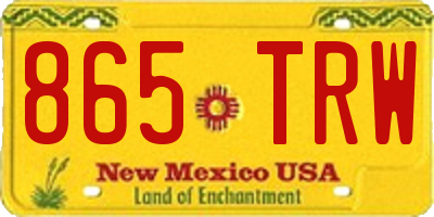 NM license plate 865TRW