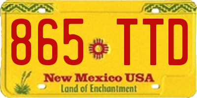 NM license plate 865TTD