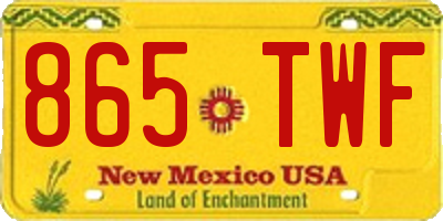 NM license plate 865TWF