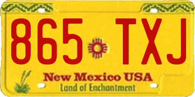 NM license plate 865TXJ