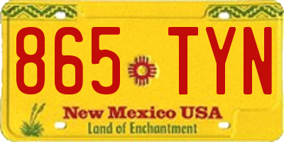 NM license plate 865TYN