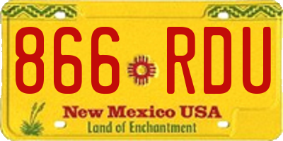 NM license plate 866RDU