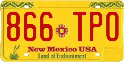 NM license plate 866TPO