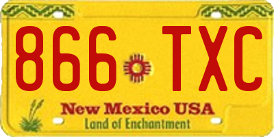 NM license plate 866TXC