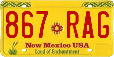 NM license plate 867RAG