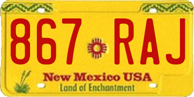 NM license plate 867RAJ