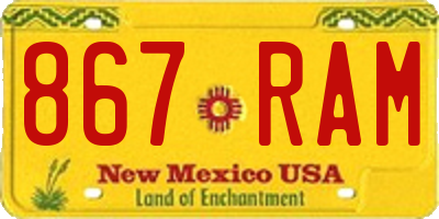 NM license plate 867RAM