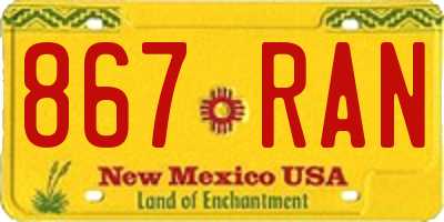 NM license plate 867RAN