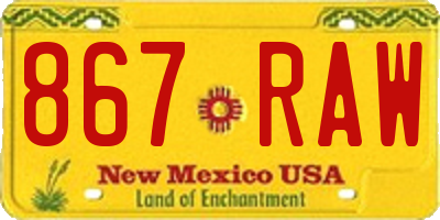 NM license plate 867RAW