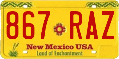NM license plate 867RAZ