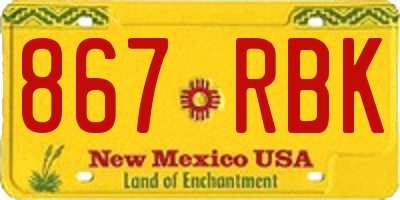 NM license plate 867RBK
