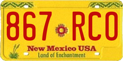 NM license plate 867RCO