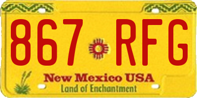 NM license plate 867RFG