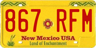 NM license plate 867RFM