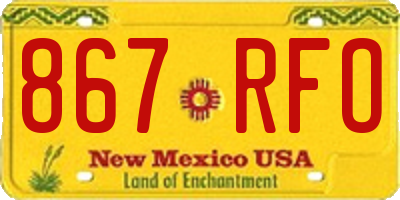 NM license plate 867RFO