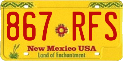 NM license plate 867RFS