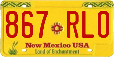 NM license plate 867RLO