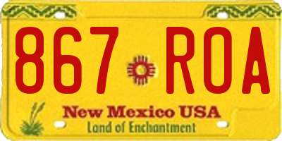 NM license plate 867ROA