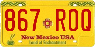 NM license plate 867ROQ