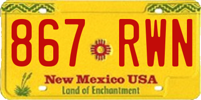 NM license plate 867RWN