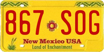 NM license plate 867SOG
