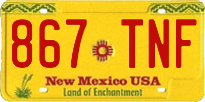 NM license plate 867TNF