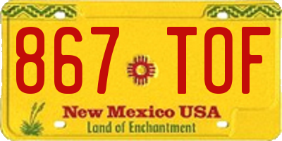 NM license plate 867TOF