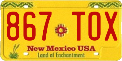 NM license plate 867TOX