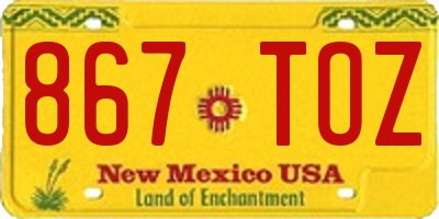 NM license plate 867TOZ