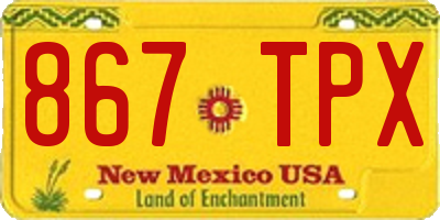NM license plate 867TPX