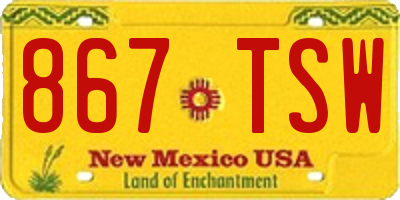NM license plate 867TSW