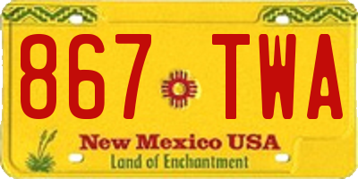 NM license plate 867TWA