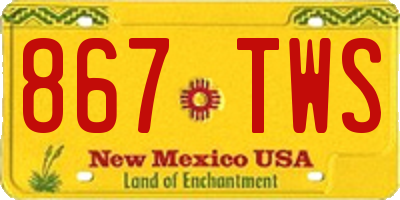 NM license plate 867TWS