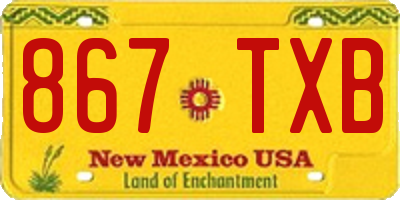 NM license plate 867TXB