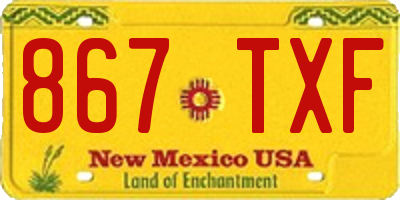 NM license plate 867TXF