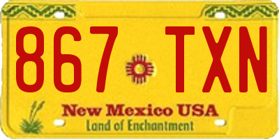 NM license plate 867TXN