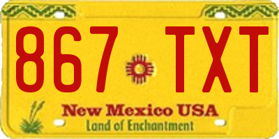 NM license plate 867TXT