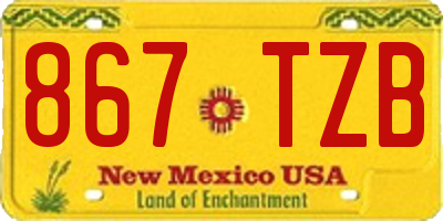 NM license plate 867TZB