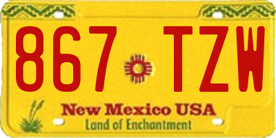 NM license plate 867TZW