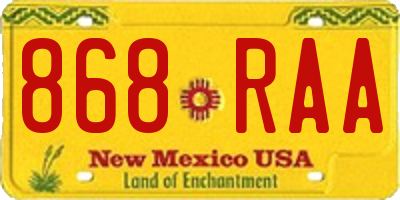 NM license plate 868RAA