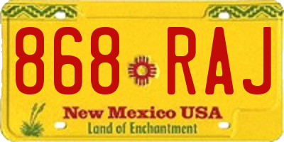 NM license plate 868RAJ