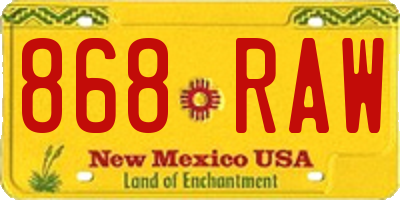 NM license plate 868RAW