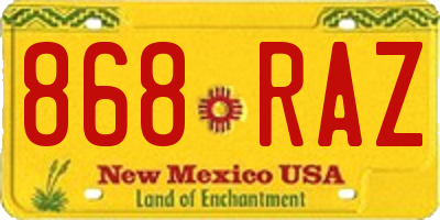 NM license plate 868RAZ