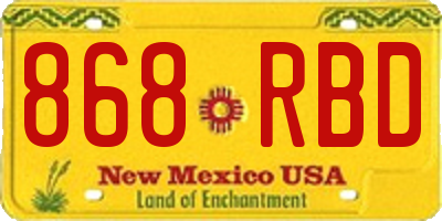 NM license plate 868RBD