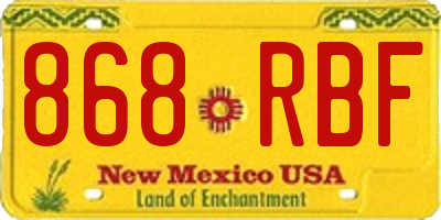 NM license plate 868RBF