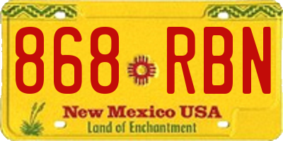 NM license plate 868RBN