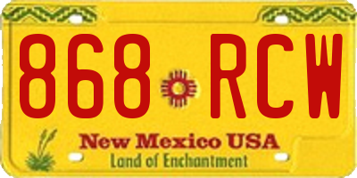 NM license plate 868RCW