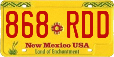 NM license plate 868RDD