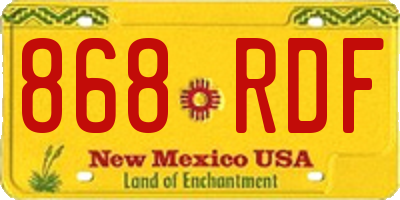 NM license plate 868RDF